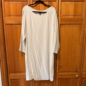 NWT Eileen Fisher Silk Georgette Bateau Neck Dress Long Sleeve